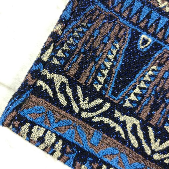 Millibon womens v neck bodycon mini cocktail dress sparkle y2k tribal blue sz M - Picture 5 of 6